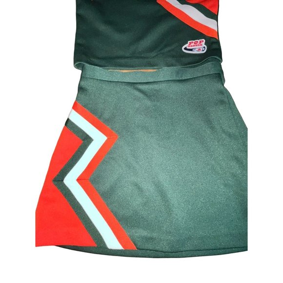 2 Matching Twin Cheerleader Uniform Outfits Costume 32" Tops 25" Skirts Yth Lg - Picture 6 of 8